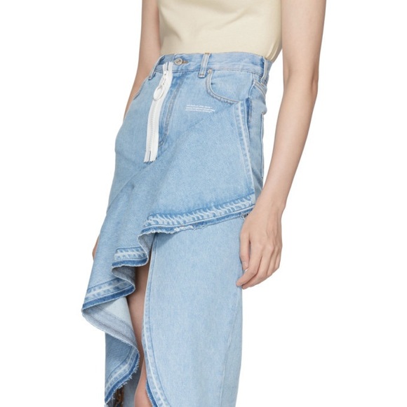 Off-White Blue Denim Ruffles Skirt Size 38 - Picture 3 of 14